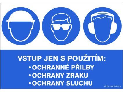 Samolepka Vstup jen s použitím. ochranné přilby..., A5