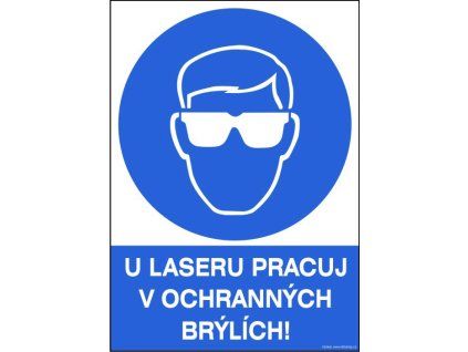Samolepka U laseru pracuj v ochranných brýlích!