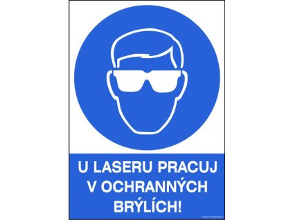 Samolepka U laseru pracuj v ochranných brýlích!, A4