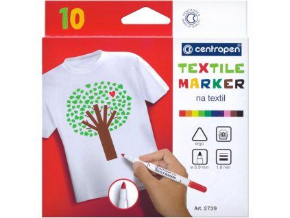 Sada fixů Centropen 2739, 10 barev na textil