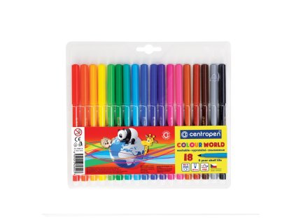 Sada fixů Centropen 7550, 18 barev na papír