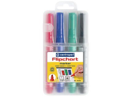 Sada fixů Centropen 8560, 4 barvy na flipchart