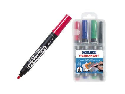 Sada fixů Centropen 8566/4, 4 barvy, permanent, kulatý