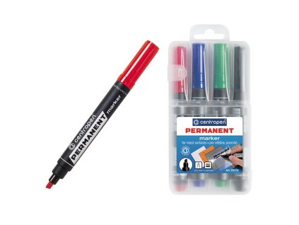 Sada fixů Centropen 8576/4, 4 barvy, permanent, seříznutý