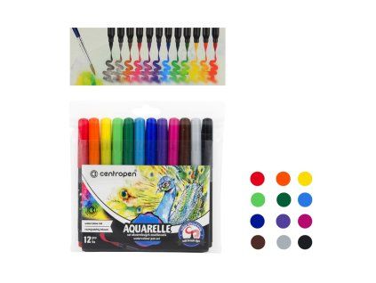 Sada fixů Centropen Aquarelle 8683, 12 barev