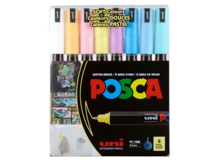 Sada akrylových fixů Posca PC-1MR, hrot 0,7 mm, 8 pastelových barev