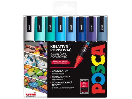 Sada akrylových fixů Posca PC-5M Ocean, hrot 1,8 mm, 8 mořských barev