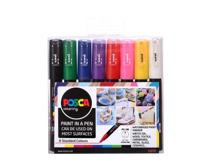 Sada akrylových fixů Posca PC-1M, hrot 0,7 - 1 mm, 8 barev