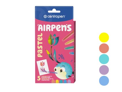 Sada foukacích fixů Centropen 1500 Pastel Colours, 5 barev + šablona