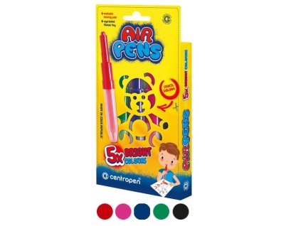 Sada foukacích fixů Centropen 1500 Bright Colours, 5 barev + šablona