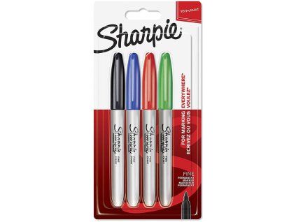 Sada permanentních fixů Sharpie fine, základní barvy, 4 ks