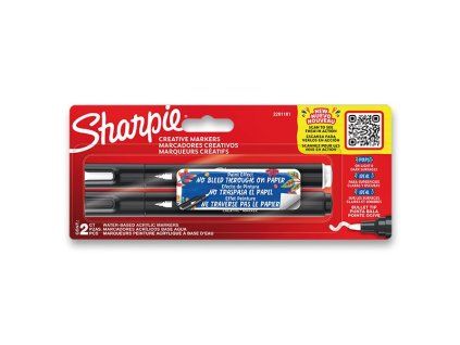 Sada permanentních fixů Sharpie Acrylic Marker Bullet, bílá/černá, 2 ks