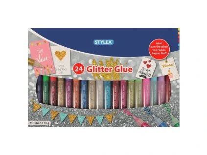 Sada glitterových lepidel, 24 barev