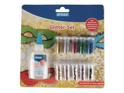 Sada třpytek 10 ks + lepidlo 40g