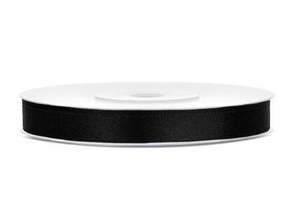 Stuha saténová černá, 6 mm x 25 m