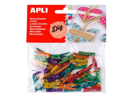 Dřevěné kolíčky barevné, 25 x 3 mm, 45 ks