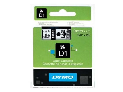 DYMO páska D1 9mm/7m, 40910 černá/průhledná