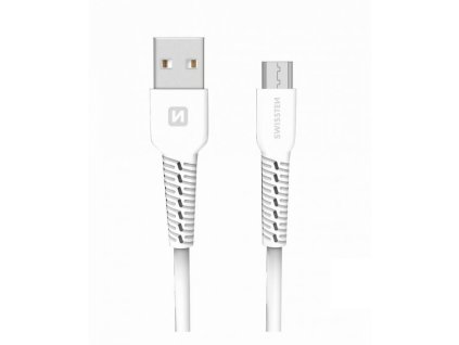Nabíjecí a datový kabel Swissten Micro USB, délka 1,2 m, bílý