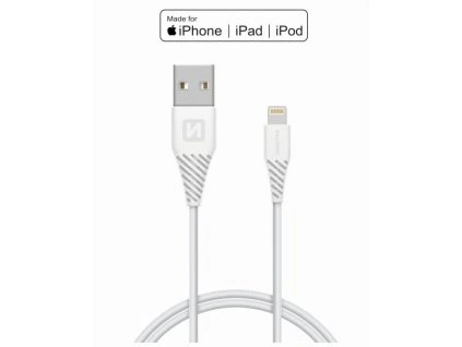Nabíjecí a datový kabel Swissten Lightning, délka 1,2 m, bílý