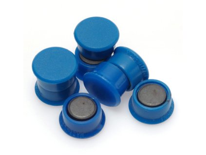 Magnet 13 mm, v plastu, modrý, 10 ks