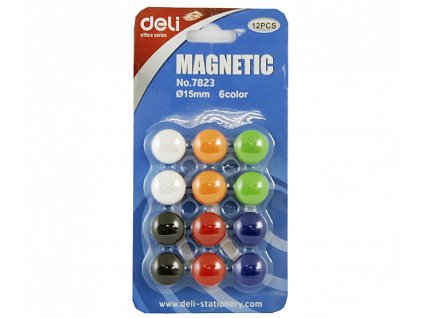 Magnety sada 12 ks, průměr 15 mm, mix barev