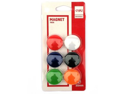 Magnety sada 6 ks, průměr 30 mm, mix barev