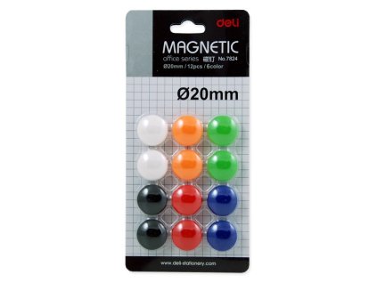 Sada magnetů 12 ks, průměr 20 mm, mix barev