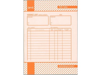 Dodací listy Optys 1077 A5, copy, 100 listů