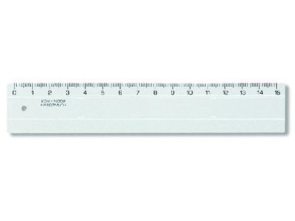 Pravítko 15 cm, transparentní, plastové