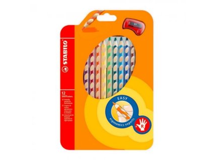 Pastelky Stabilo Easy trojhranné, 12 barev, pro praváky