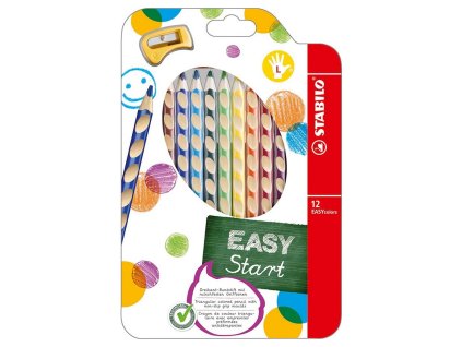 Pastelky Stabilo Easy trojhranné, 12 barev, pro leváky