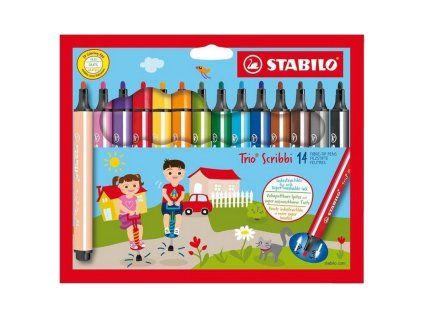 Fixy Stabilo Trio Scribbi, trojhranné, 14 barev