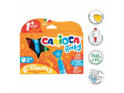 Dětské fixy Carioca Baby Teddy, 6 barev