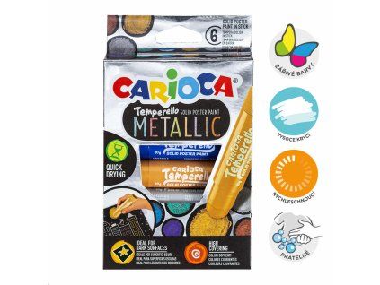 Temperové barvy v tyčince Carioca Metallic, 6 barev