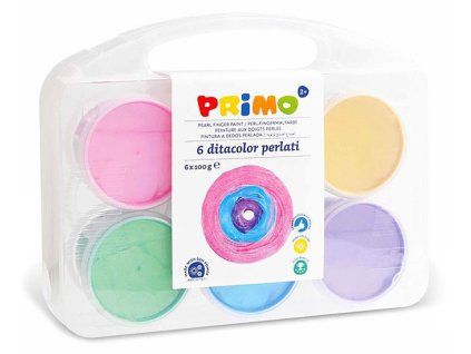 Prstové barvy PRIMO perleťové, 6 barev x 100 g