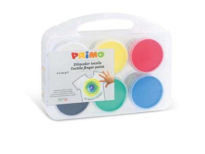 Prstové barvy na textil Primo, 6 barev x 100 g