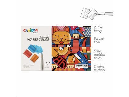 Akvarelové barvy Solid, Carioca PLUS, 12 ks