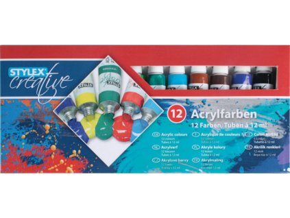 Sada akrylových barev Stylex, 12 barev