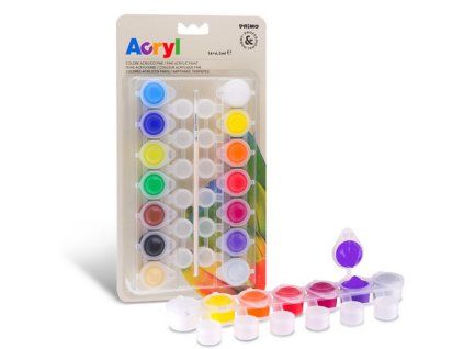 Akrylové barvy PRIMO, 14 x 4,5 ml + štětec