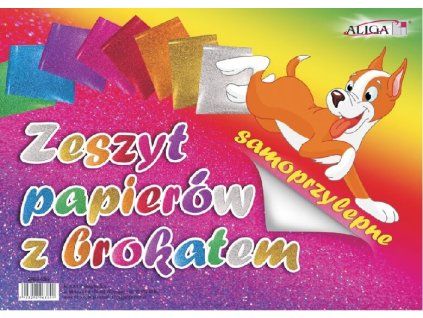 Barevný papír B5 brokát, samolepicí, 8 barev