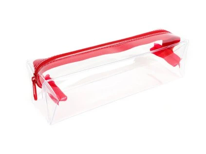 Penál - etue Clear, červený zip