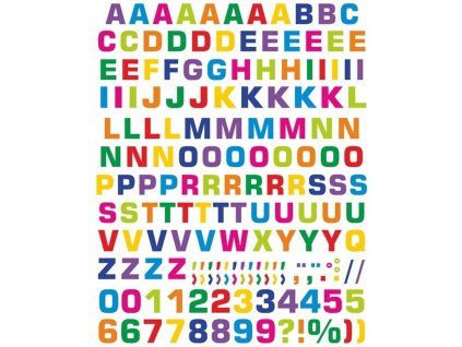 Samolepky Abeceda papírové, barevné, arch A4