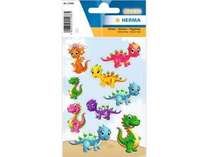 Samolepky dětské, Třpytiví dinosauři, 1 arch
