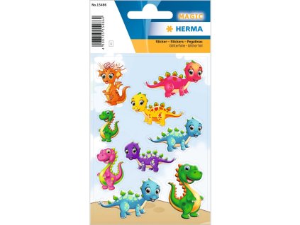 Samolepky dětské, Třpytiví dinosauři, 1 arch