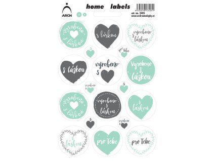 Samolepky Vyrobeno s láskou, 18 ks