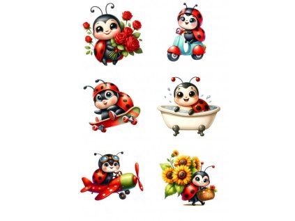 Samolepky Kreslené berušky, 6 ks