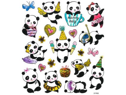Samolepky ozdobné Happy Panda, 21 ks