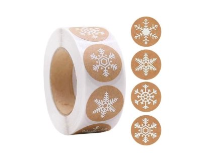 Samolepky Vločky kraft, hnědé, 25 mm, 500 ks