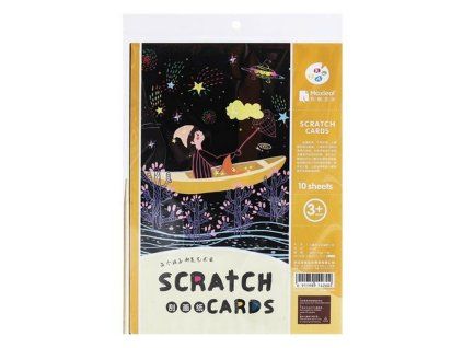 Vyškrabovací notes A4, 10 listů + bambusové pero