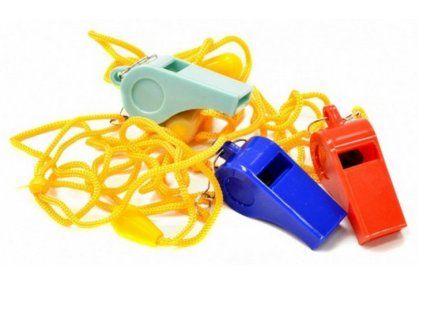 Plastová píšťalka, různé barvy